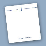 Elégant Bloc-notes blanc de la marine Monogram<br><div class="desc">Ajoutez facilement votre nom et votre initiale monogramme personnalisé à cet élégant bloc-notes bleu marine et blanc.</div>