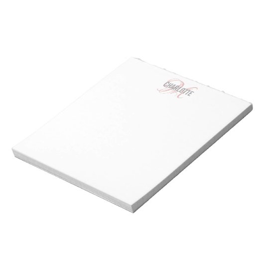 Élégant bloc-notes de nom monographique blanc (Tourné)