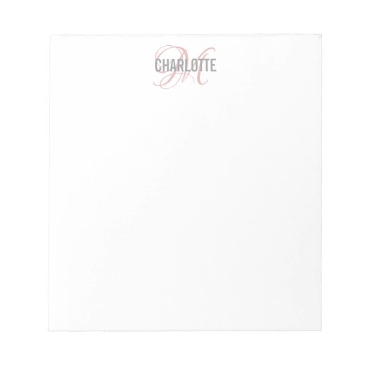 Élégant bloc-notes de nom monographique blanc (Devant)