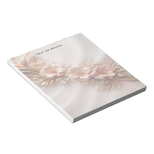 Élégant Bloc-notes floral de pêche orange (Incliné)