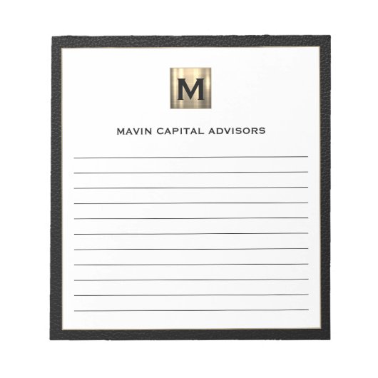 Élégant Bloc-notes monographique relié au logo pou (Devant)