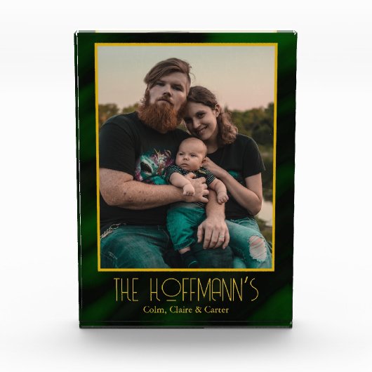 Élégant bloc photo Emerald Green Gold Frame (Devant)