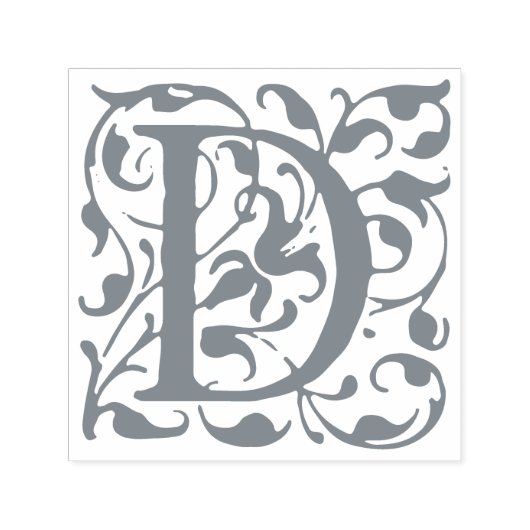 Elegant  bloeien letter D Monogram Zelfinktende Stempel (Design)