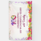 Elegant Bloem 100ste Verjaardagsfeestje / 100 Jaar Spandoek (Verticaal)
