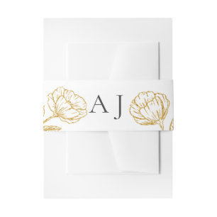 Elegant Bloem Bruiloft Gouden Bloemen Monogram Uitnodigingen Wikkel