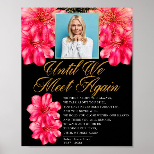 Elegant Bloem Funeral Gedicht Bord Poster (Voorkant)