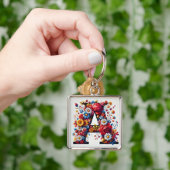 Elegant Bloem Letter A Ontwerp Sleutelhanger (Hand)