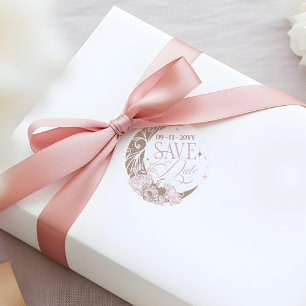 Elegant Bloem Maancesthemall Sterren Save The Date Ronde Sticker