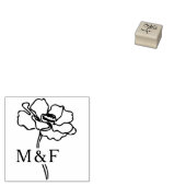 Elegant Bloem Monogram, Bruiloft Rubberstempel (Gestempeld)