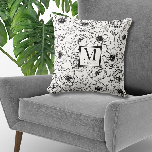 Elegant Bloem Monogram Kussen
