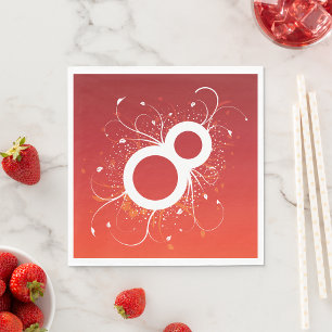 Elegant Bloem Motief Nummer 8 Rood Abstract Servet