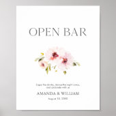 Elegant Bloem Open Bar Bordkaart  Poster (Voorkant)