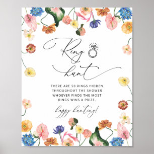 Elegant Bloem Ring Jacht Bruiloft Shower Spel Bord Poster