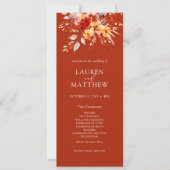 Elegant Bloem Roest Oranje Herfst Bruiloftsprogram Kaart (Voorkant)