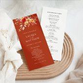 Elegant Bloem Roest Oranje Herfst Bruiloftsprogram Kaart