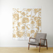 Elegant Bloem Wit Goud Wandkleed (In situ)