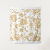 Elegant Bloem Wit Goud Wandkleed (Voorkant)