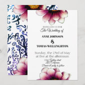 Elegant bloemblaadje bruiloft Kaart (Voorkant / Achterkant)