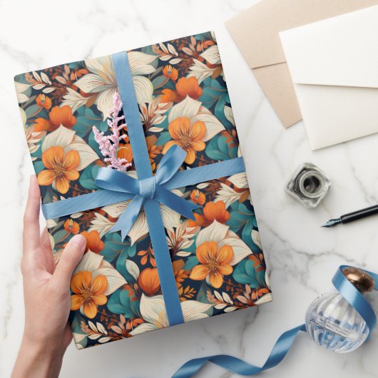 Elegant Bloembladerpatroon Bloemen Cadeaupapier (Geschenken)
