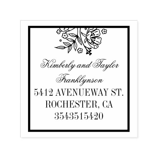 Elegant Bloemboeket Bruiloft Zelfinktende Stempel (Design)