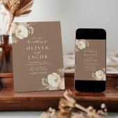 Elegant bloemboeket bruin bruiloft kaart