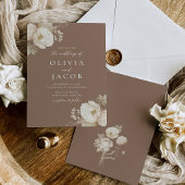 Elegant bloemboeket bruin bruiloft kaart