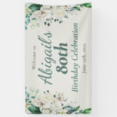 Elegant Bloemen 80e Verjaardagsfeest Elke leeftijd Spandoek (Verticaal)