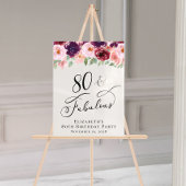 Elegant Bloemen 80ste Verjaardagsfeestje Welkom Acryl Bord