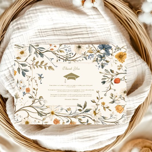 Elegant Bloemen Afstuderen Bedankkaart