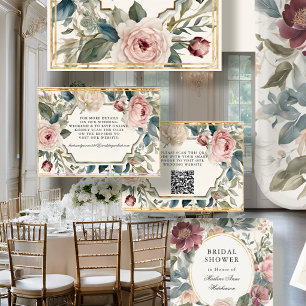 Elegant Bloemen Art Nouveau Roze Goud RSVP Informatiekaartje