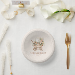 Elegant Bloemen  Baby Carriage Baby shower Papieren Kommen