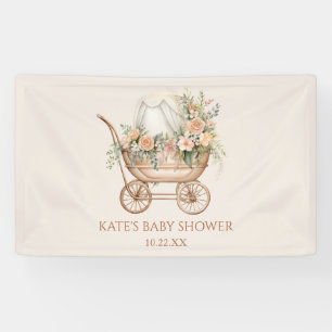 Elegant Bloemen  Baby Carriage Baby shower Spandoek