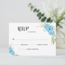 Elegant Bloemen Blauw Bloemen Bruiloft RSVP kaart