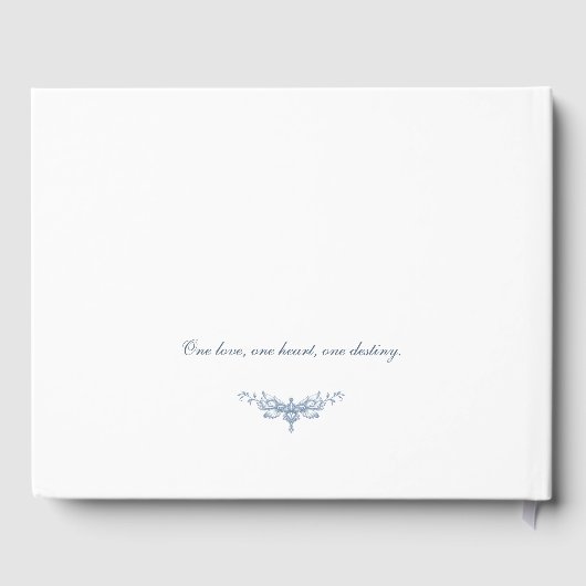 Elegant  Bloemen Blauw Bruiloft Gastenboek (Achterkant)