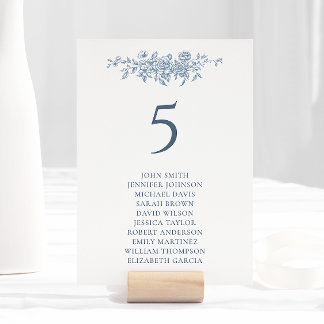 Elegant  Bloemen Blauw Bruiloft Kaart