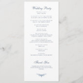 Elegant  Bloemen Blauw Bruiloft Programma (Achterkant)