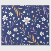 Elegant Bloemen Blauw Roze Cadeaupapier (Vlak)