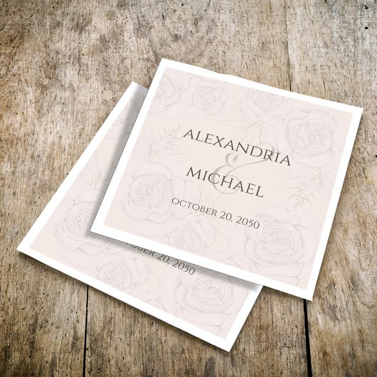 Elegant Bloemen Blush Kalligrafie Script Ampersand Servet