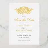 Elegant Bloemen  Botanisch Blad Opslagdatum Folie Uitnodiging (Voorkant)