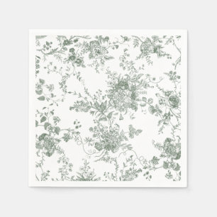 Elegant Bloemen Botanische Salie Groen Toile Bruil Servet