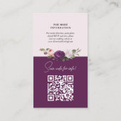 Elegant Bloemen Bruiloft Details Info Kaart Visitekaartje (Achterkant)