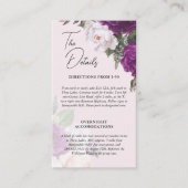 Elegant Bloemen Bruiloft Details Info Kaart Visitekaartje (Voorkant)