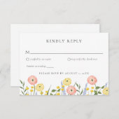 Elegant Bloemen Bruiloft RSVP Kaart (Voorkant / Achterkant)