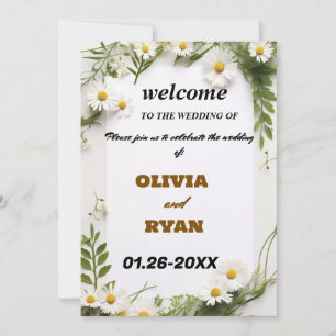 Elegant Bloemen Bruiloft Welkomstbord Kaart