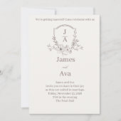 ELEGANT Bloemen Bruiloftsinvatie - Chic Monogram Kaart (Voorkant)