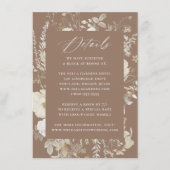 Elegant  Bloemen Bruin Bruiloft Details Informatiekaartje (Voorkant)