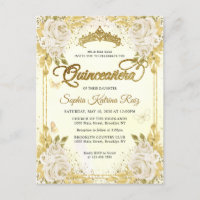 Elegant Bloemen Champagne Gold Tiara Quinceañera