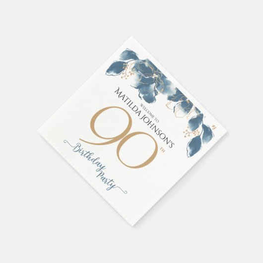Elegant Bloemen Custom 90th Verjaardagsfeest Servet (Hoek)