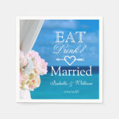 Elegant Bloemen Eet Drink Getrouwd Strand Bruiloft Servetten (Voorkant)