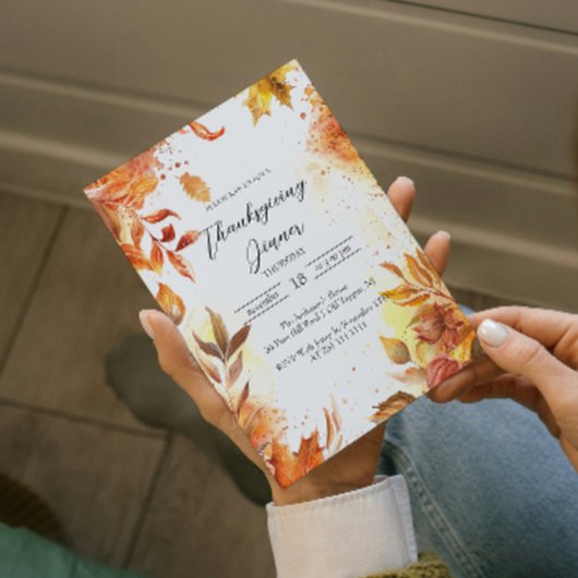 Elegant Bloemen en Herfst kleuren Thanksgiving Din Kaart